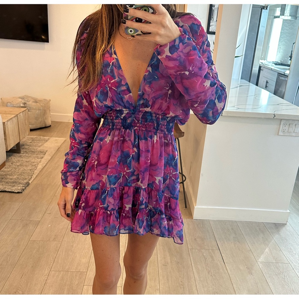 Misa Los Angeles Colorful Tie-Dye Dress